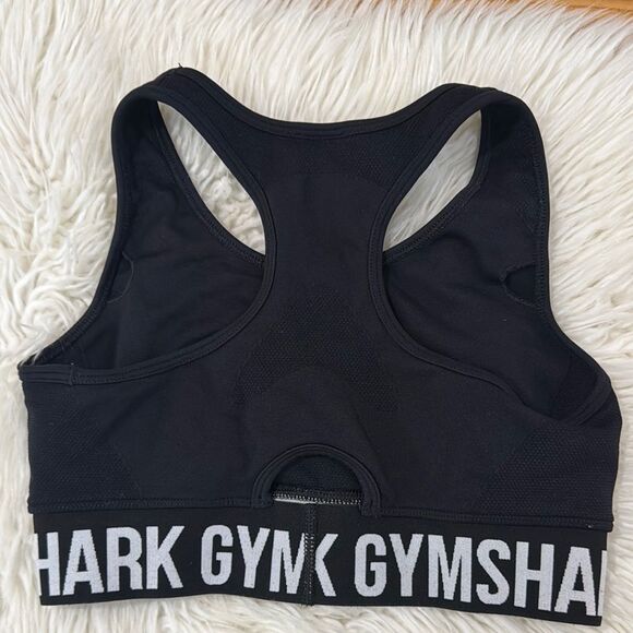 Gymshark Black Sports Bra Seamless Racerback Size M - Picture 4 of 8
